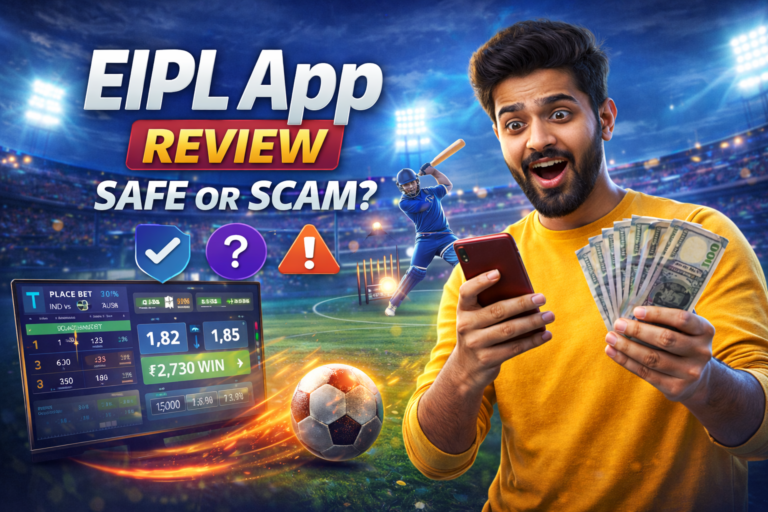 EIPL App review 2026 showing gaming interface, safety and risk information