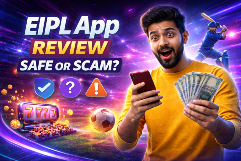 EIPL App review 2026 showing gaming interface, safety and risk information